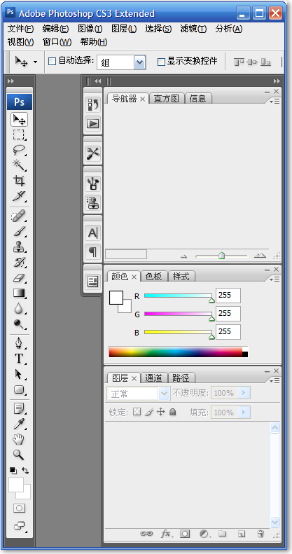 Adobe Photoshop CS3 简体中文版工作区面板