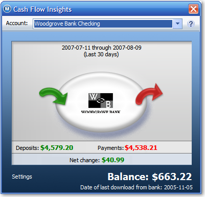 Microsoft Money Plus Insights 现金流